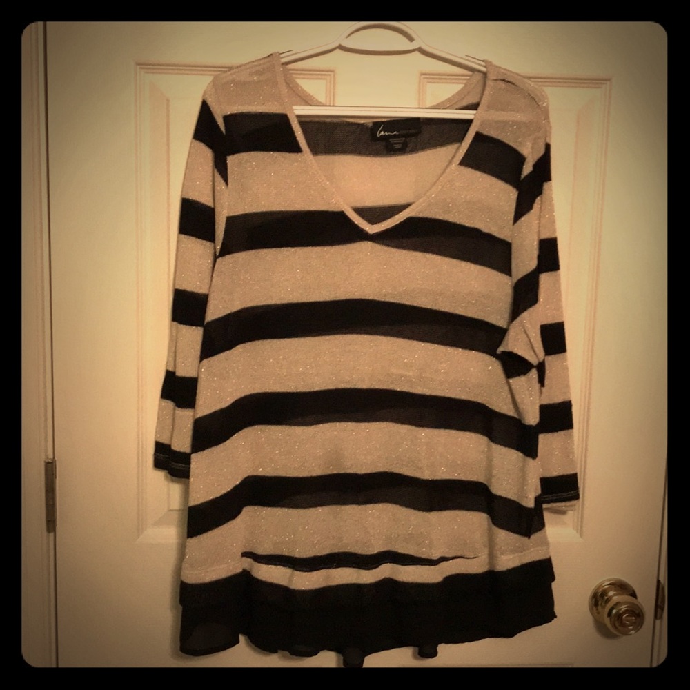Lane Bryant Black and gold sheer sweater